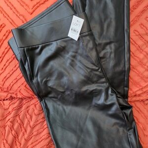 LOFT Charcoal Faux Leather Trousers